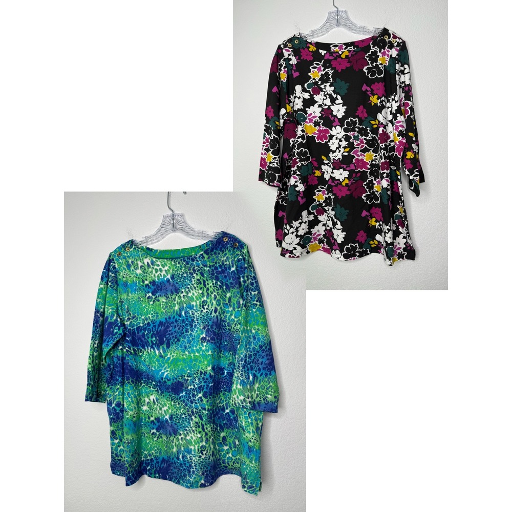 Jessica London Womens‎ 14/16 Lot of 2 3/4 Sleeve Tunic Tops Floral Animal Print